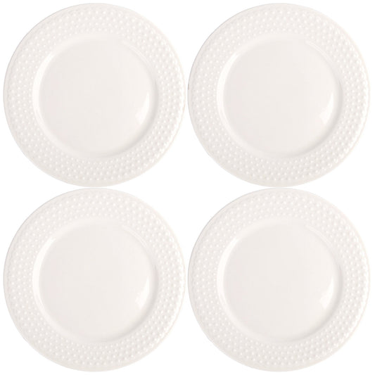 Set Of 4 10.5"L Hobnail Dinner Plates