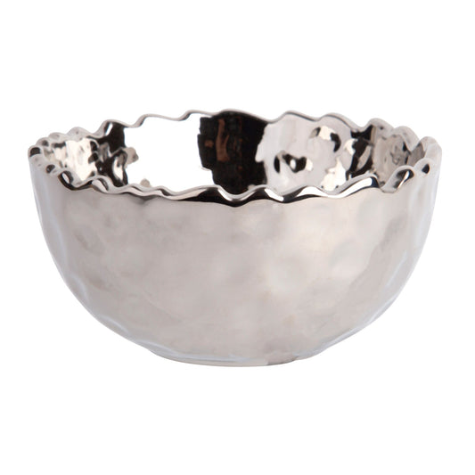 Set Of 2 4"L Silver Hammered Tidbit Bowls