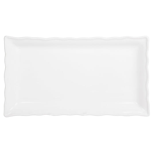 13in Pure White Rectangle Ruffle Tray