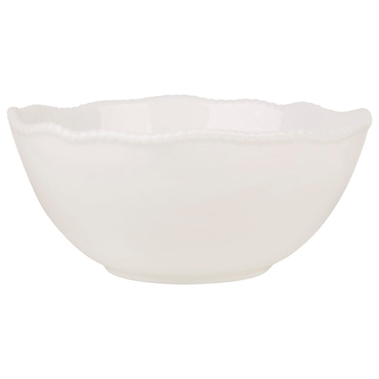 10in White Beaded Round Serve Bowl