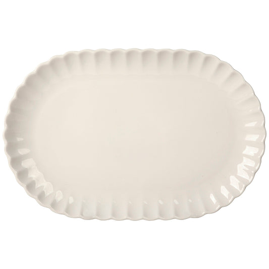 14x9 White Scallop Edge Oval Tray