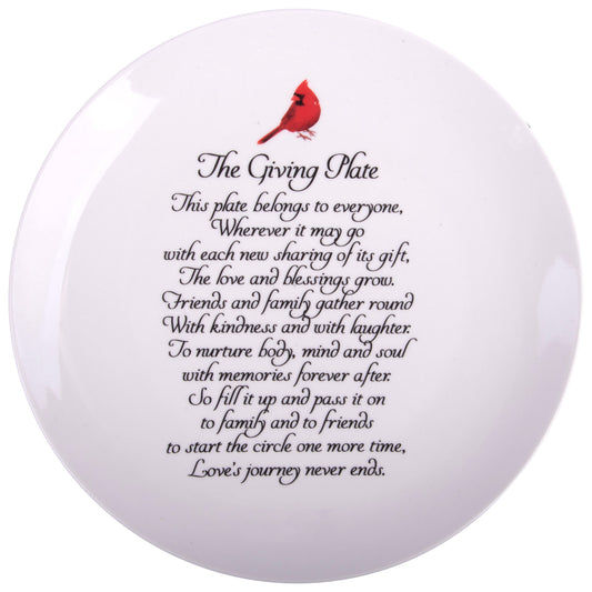 10.5"D Giving Plate With Cardinal Accent Decal