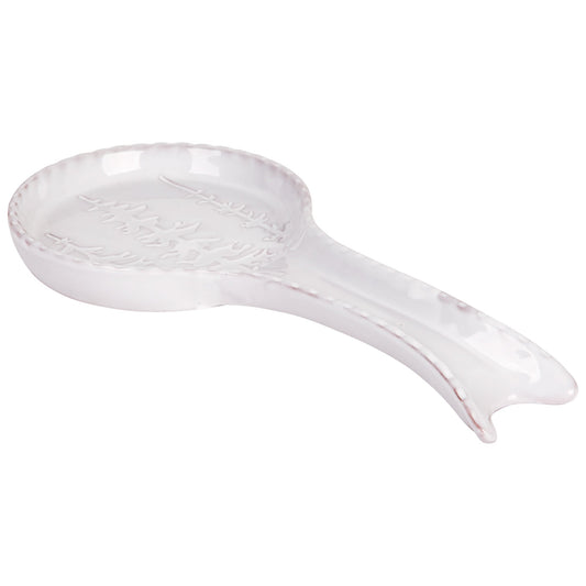 10in Round Embossed White Xmas Tree Round Head Spoon Rest