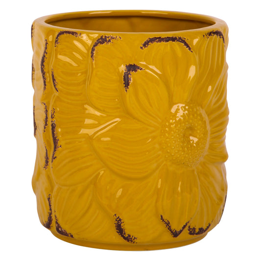 6in Yellow Sunflower Utencil Crock